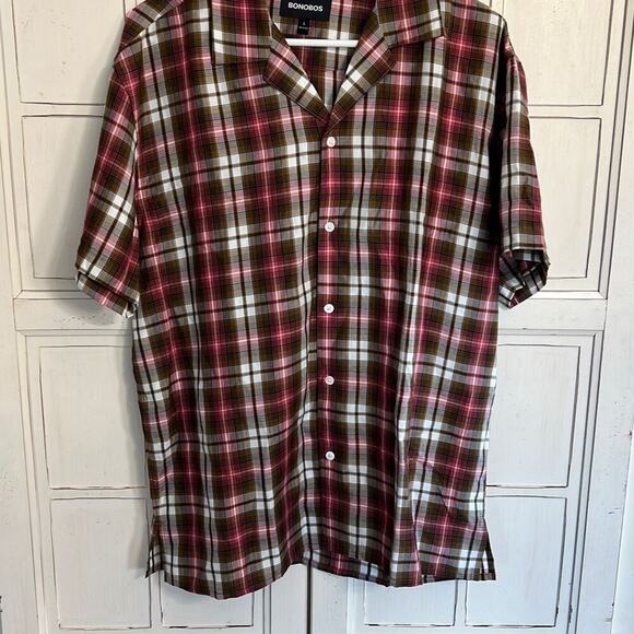 Bonobos size large mens shirt sleeve plaid shirt - Picture 1 of 3